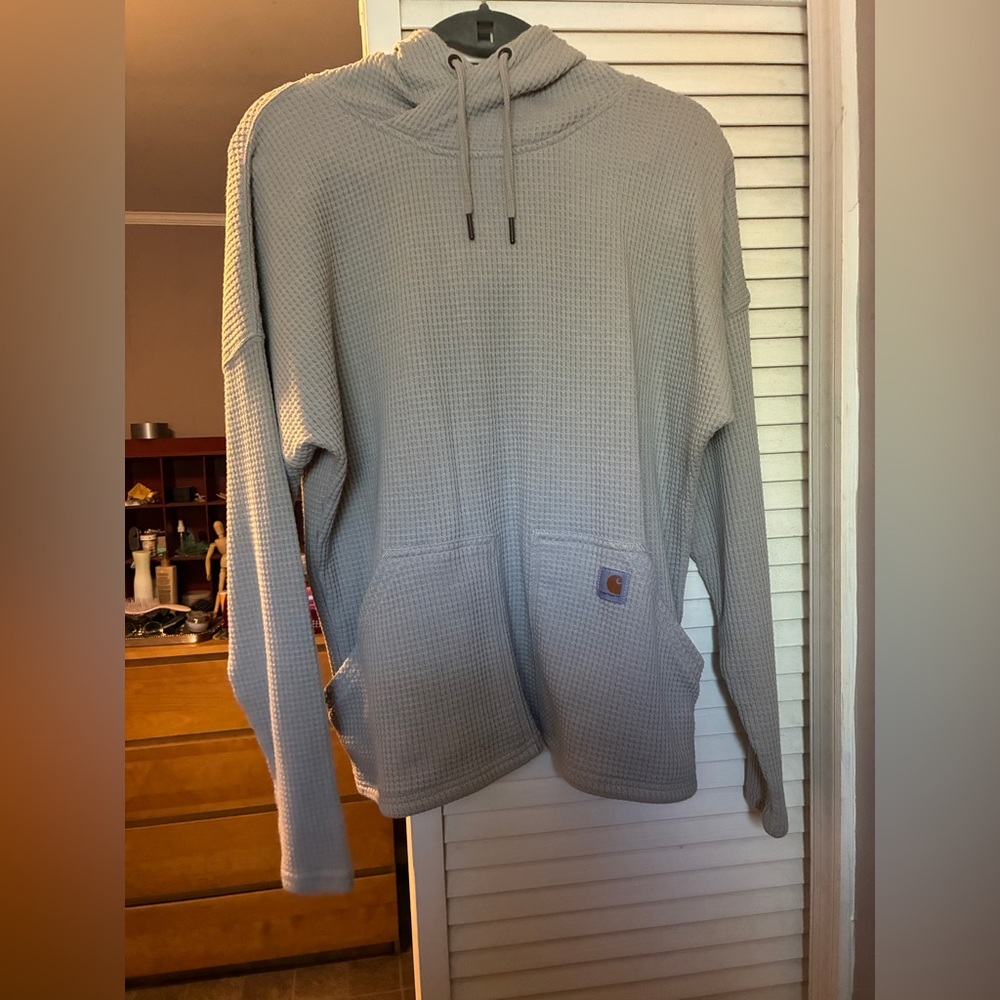 Carhartt Gray Waffle-Knit Hooded Pullover